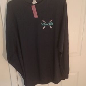 Blue Long Sleeve Shirt with Embroidered Design